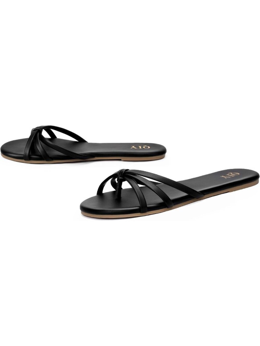 Women's Black Comfortable Casual Flip Flops Knot Design Slip on Slide Thong Flat - Picture 5 of 7
